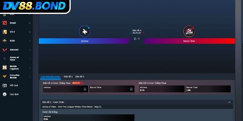 Hướng dẫn từng bước tham gia sảnh Esports DV88