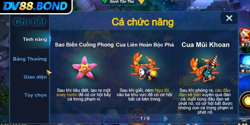 Hệ thống vũ khí đặc biệt trong Mega Fishing DV88