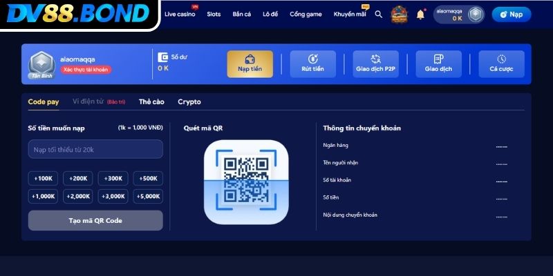 Nạp Tiền DV88 Hướng Dẫn Chi Tiết Và Phương Thức Phổ Biến 1 Các phương thức nạp tiền DV88 an toàn và tiện lợi